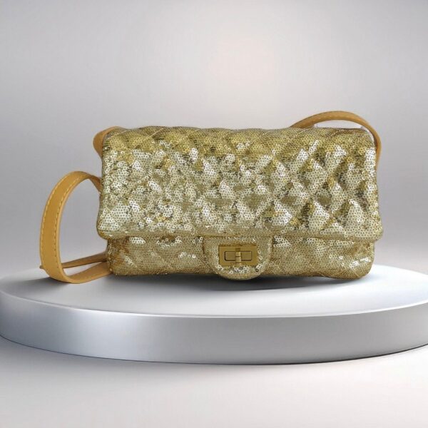 Chanel Flap Bag Gold Sequine with Gold Hardware #REYR-4