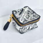 Dior Cosmetic Pouch Blackwhite Canvas with Gold Hardware #RLER-1
