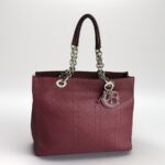Dior Tote Burgundy Calf Leather with Silver Hardware #GULEL-2