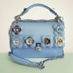Fendi Kan I Medium Bag Blue Calf Leather and Silver/Gold Hardware #RECS-3
