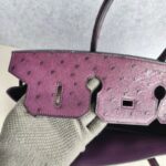 Hermes Birkin 35 Purple Ostrich Skin with Palladium Plated Hardware #REUS-2 - Image 26