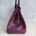Hermes Birkin 35 Purple Ostrich Skin with Palladium Plated Hardware #REUS-2 - Image 8