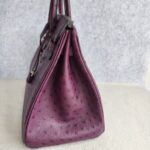 Hermes Birkin 35 Purple Ostrich Skin with Palladium Plated Hardware #REUS-2 - Image 7