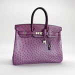 Hermes Birkin 35 Purple Ostrich Skin with Palladium Plated Hardware #REUS-2