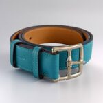 Hermes Etriviere 32MM belt Size80cm Blue Togo Leather with Palladium Plated Hardware #RELE-3