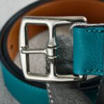 Hermes Etriviere 32MM belt Size80cm Blue Togo Leather with Palladium Plated Hardware #RELE-3 - Image 2