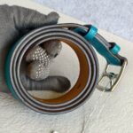 Hermes Etriviere 32MM belt Size80cm Blue Togo Leather with Palladium Plated Hardware #RELE-3 - Image 5