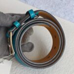 Hermes Etriviere 32MM belt Size80cm Blue Togo Leather with Palladium Plated Hardware #RELE-3 - Image 6