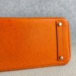 Hermes HAC 32cm Orange Ostrich Skin With Pallaium Plated Hardware #REUR-1 - Image 12