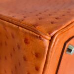 Hermes HAC 32cm Orange Ostrich Skin With Pallaium Plated Hardware #REUR-1 - Image 13