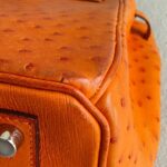 Hermes HAC 32cm Orange Ostrich Skin With Pallaium Plated Hardware #REUR-1 - Image 14