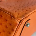 Hermes HAC 32cm Orange Ostrich Skin With Pallaium Plated Hardware #REUR-1 - Image 15