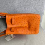 Hermes HAC 32cm Orange Ostrich Skin With Pallaium Plated Hardware #REUR-1 - Image 7