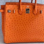 Hermes HAC 32cm Orange Ostrich Skin With Pallaium Plated Hardware #REUR-1 - Image 3