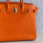 Hermes HAC 32cm Orange Ostrich Skin With Pallaium Plated Hardware #REUR-1 - Image 4