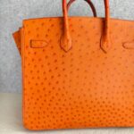 Hermes HAC 32cm Orange Ostrich Skin With Pallaium Plated Hardware #REUR-1 - Image 5