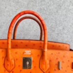 Hermes HAC 32cm Orange Ostrich Skin With Pallaium Plated Hardware #REUR-1 - Image 18