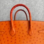 Hermes HAC 32cm Orange Ostrich Skin With Pallaium Plated Hardware #REUR-1 - Image 19