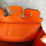 Hermes HAC 32cm Orange Ostrich Skin With Pallaium Plated Hardware #REUR-1 - Image 30