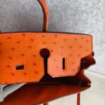 Hermes HAC 32cm Orange Ostrich Skin With Pallaium Plated Hardware #REUR-1 - Image 28
