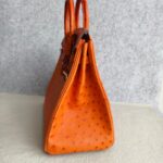 Hermes HAC 32cm Orange Ostrich Skin With Pallaium Plated Hardware #REUR-1 - Image 10