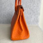 Hermes HAC 32cm Orange Ostrich Skin With Pallaium Plated Hardware #REUR-1 - Image 9