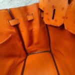 Hermes HAC 32cm Orange Ostrich Skin With Pallaium Plated Hardware #REUR-1 - Image 36