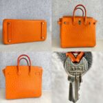 Hermes HAC 32cm Orange Ostrich Skin With Pallaium Plated Hardware #REUR-1 - Image 2