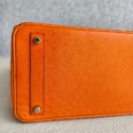 Hermes HAC 32cm Orange Ostrich Skin With Pallaium Plated Hardware #REUR-1 - Image 11