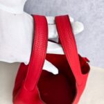 Hermes Picotin Lock 18 Red Clemence Leather with Palladium Harware #RERC-3 - Image 15