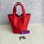 Hermes Picotin Lock 18 Red Clemence Leather with Palladium Harware #RERC-3 - Image 2