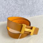Hermes Reversible Constance Belt 38MM Size80cm Brown/Yellow Box Leather With Epsom Leather And Gold PlatedHardware #RELE-2