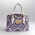 LV Tahitienne PM M95680 Purple/White Canvas with Leather and Gold Hardware #OORU-8