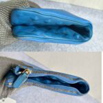 MCM Clutch Blue Leather with Silver Hardware #REYU-1 - Image 7