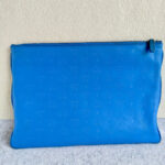 MCM Clutch Blue Leather with Silver Hardware #REYU-1 - Image 4