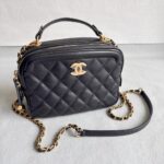Chanel CC Vanity Case Black Calf Leather with Gold Hardware #RLKK-2