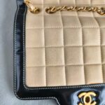 Chanel Vintage Flap Black/beige Calfskin with Patent Leather and Gold Hardware #RECE-3 - Image 3