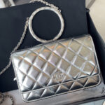 Chanel WOC Wallet On Chain Metallic Silver Lambskin with Silver Hardware #RLKO-2