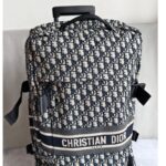 Dior Travel Suitcase Medium Grey/Black Oblique Jacquard Canvas with Leather and Black Hardware #RLLT-6 - Image 4