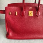 Hermes Birkin 35cm Red Clemence Leather with Gold Plated Hardware #RLUK-1 - Image 4