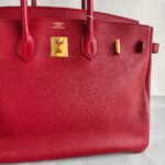 Hermes Birkin 35cm Red Clemence Leather with Gold Plated Hardware #RLUK-1 - Image 5