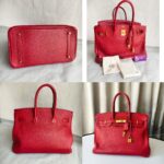 Hermes Birkin 35cm Red Clemence Leather with Gold Plated Hardware #RLUK-1 - Image 2