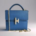 Hermes Cinhetic 18 Deep Blue Veau Madame with Palladium/Gold Plated Hardware #RERC-4