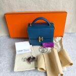 Hermes Cinhetic 18 Deep Blue Veau Madame with Palladium/Gold Plated Hardware #RERC-4 - Image 2