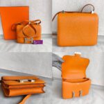 Hermes Constance 24cm III Apricot Evercolor Leather with Palladium Hardware Bag #RLCL-1 - Image 2