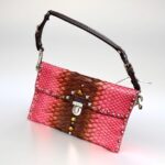 Prada BR2483 Bag Pinkish Red Snake Skin with Silver Hardware #RLCE-2