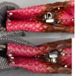 Prada BR2483 Bag Pinkish Red Snake Skin with Silver Hardware #RLCE-2 - Image 9