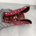 Prada BR2483 Bag Pinkish Red Snake Skin with Silver Hardware #RLCE-2 - Image 14