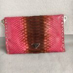 Prada BR2483 Bag Pinkish Red Snake Skin with Silver Hardware #RLCE-2 - Image 7