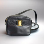 Salvatore Ferragamo Sling Bag Black Leather with Gold Hardware #RESC-57